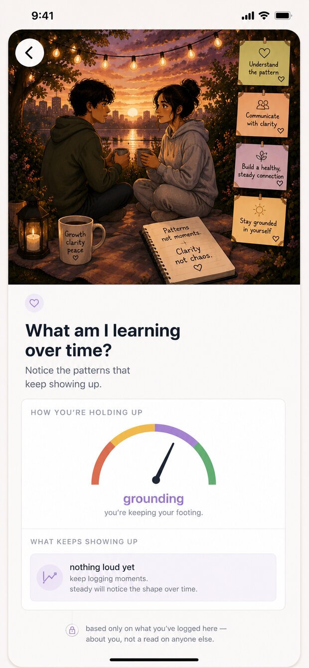 Steady screen in the Steady app